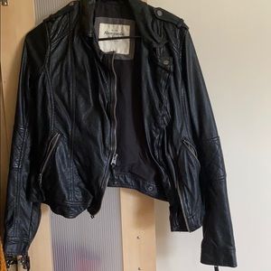 A&F black faux leather jacket